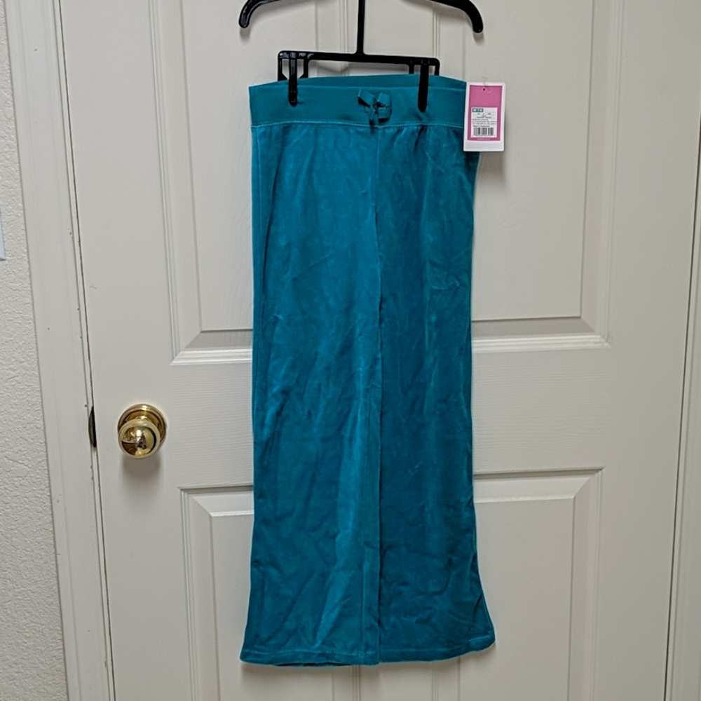 Girls Matching Teal Velour Pants & Zip up Hoodie